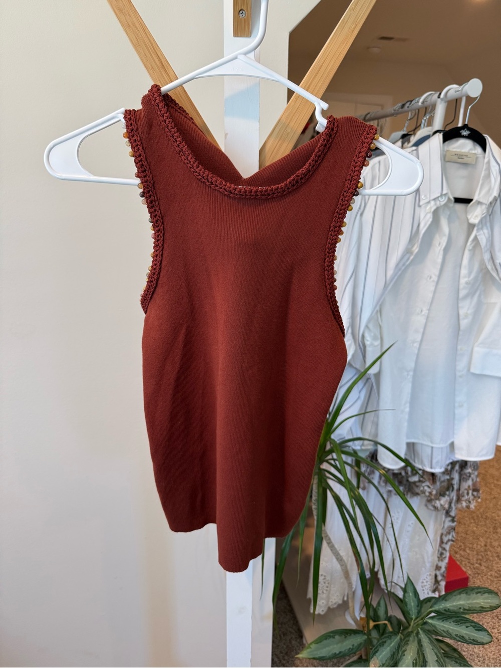 A.L.C. Sleeveless Knit Tank Top in Rust Brown